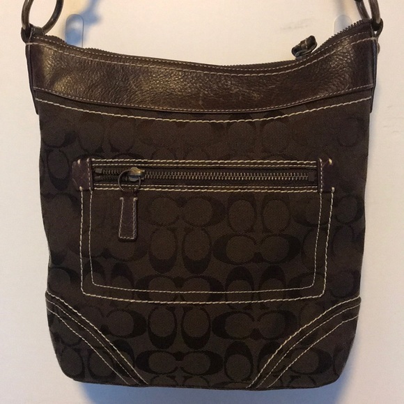 Coach Bags Coach Leather And Canvas Dark Brown Shoulder Bag Poshmark